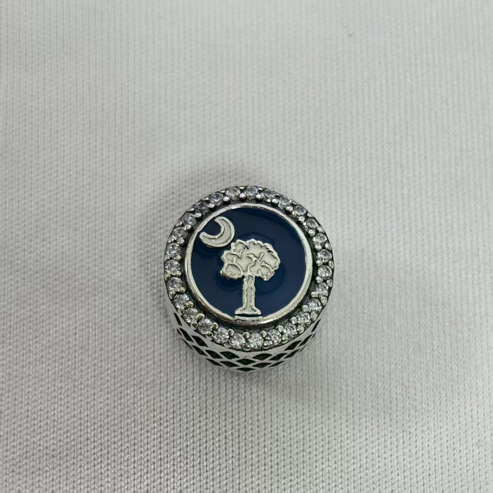 Pandora Charleston, SC Charm South Carolina Flag Pendant, S925 Silver Jewelry